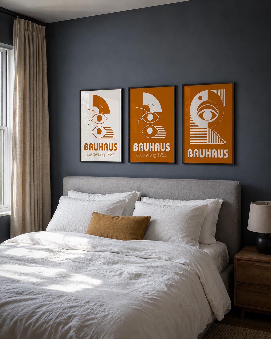 Oog en lijnen posterset – derde productweergave – deze posterset in drie delen toont een speelse ordening van ogen en lijnen