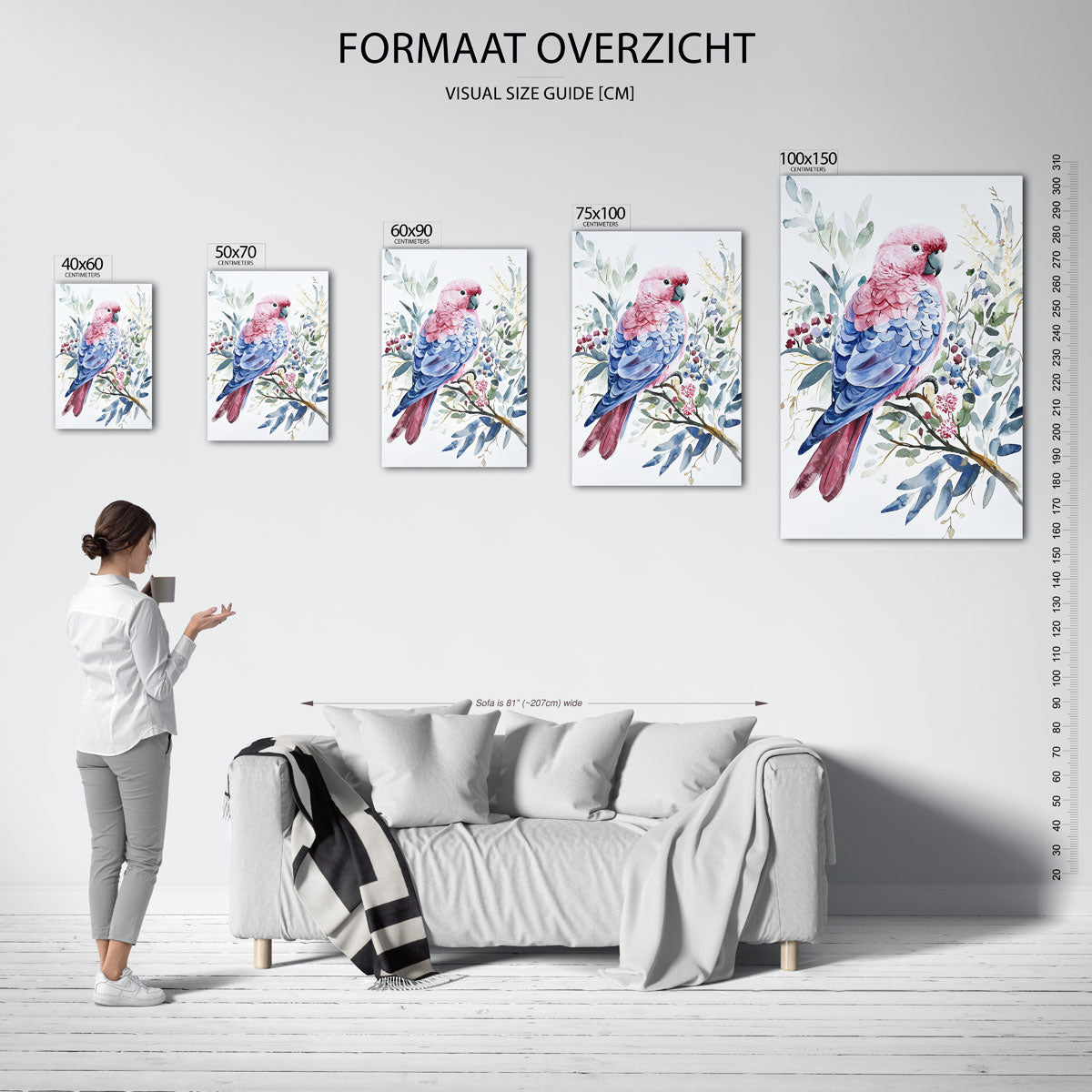 Vrolijke papegaai – staand wanddecoratie kunstwerk