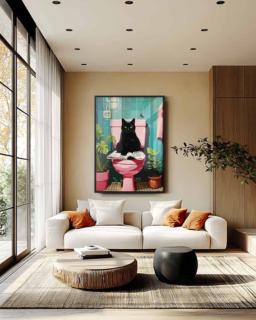 Kat op de Troon – modern portret kunstwerk van WallArtistic