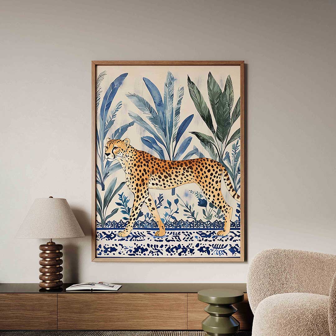 Luipaard en bladeren – dieren poster in staand formaat
