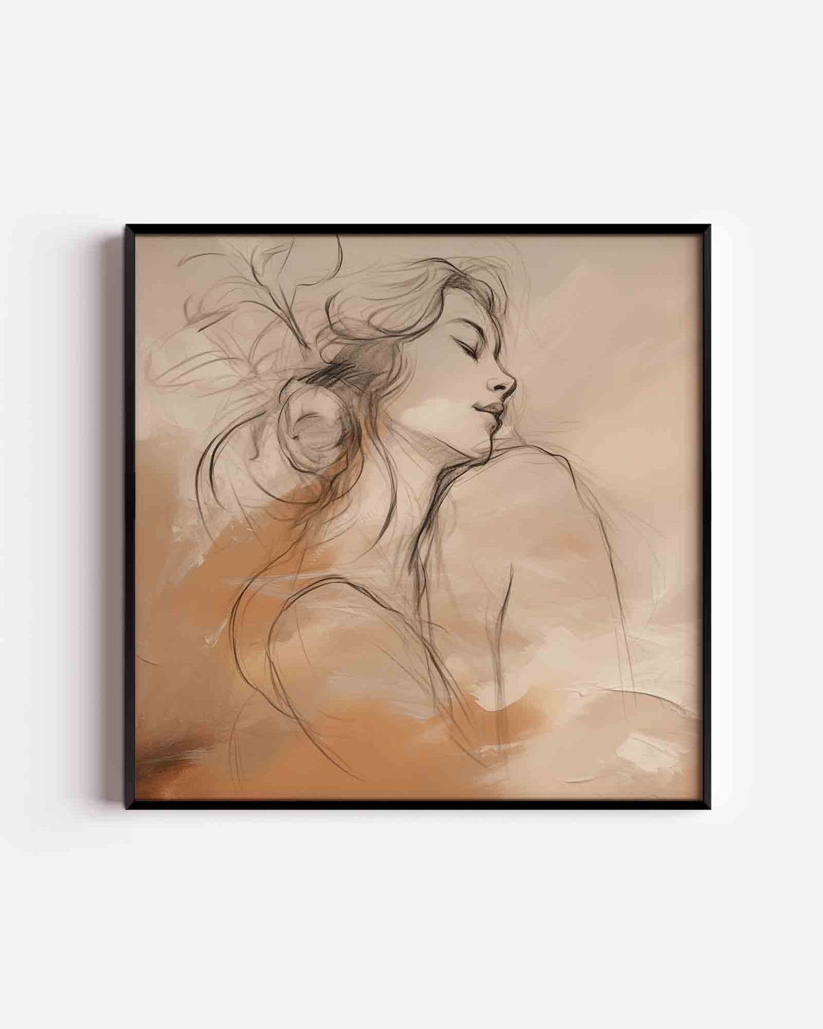 Vrouwelijk silhouet – vierkante poster met kleur en vormen als wanddecoratie