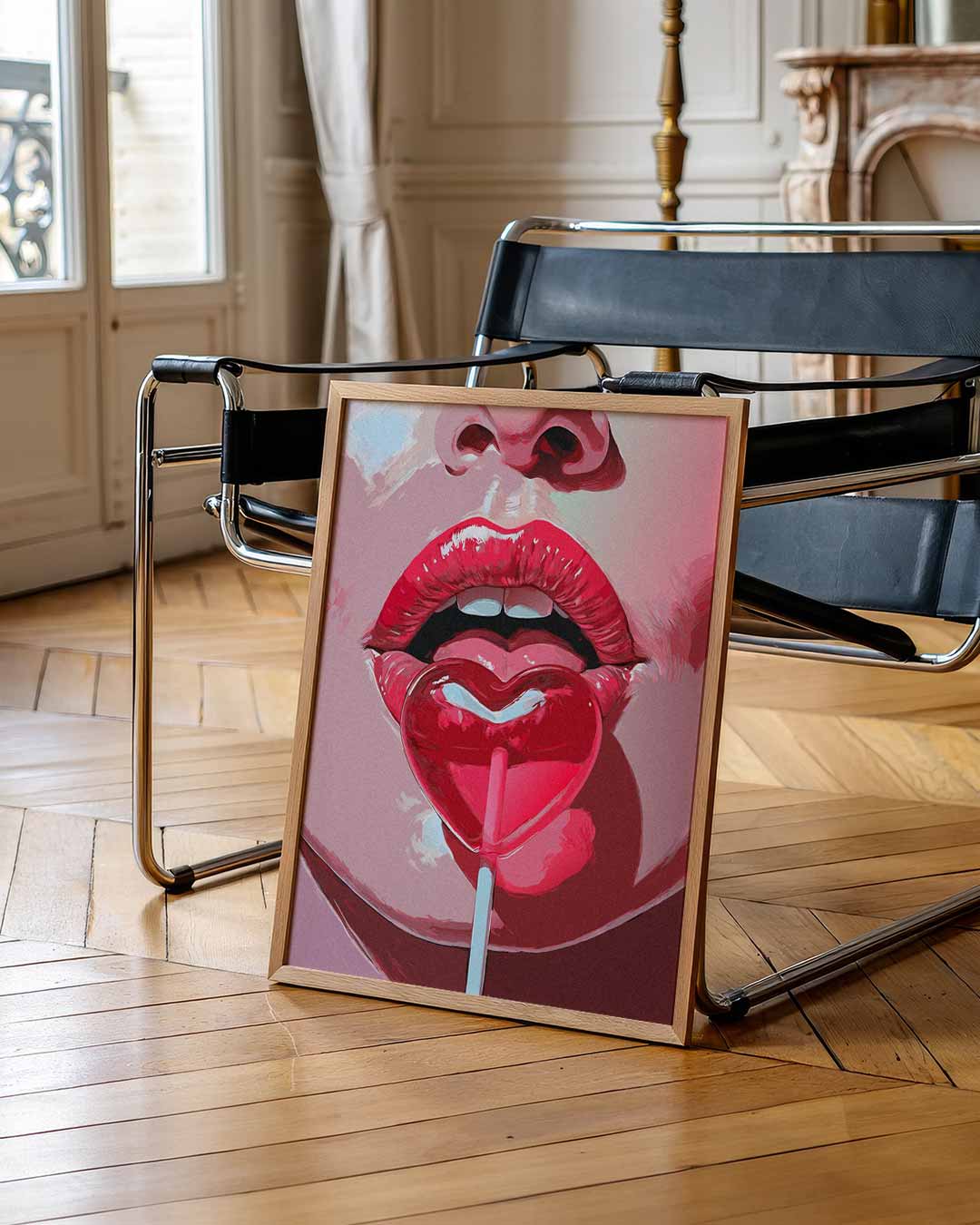 Lippen met Hartvormige Lolly – zomer portret poster, afbeelding 7