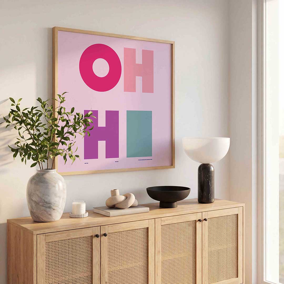 Oh hi – kleurrijke poster in vierkant formaat