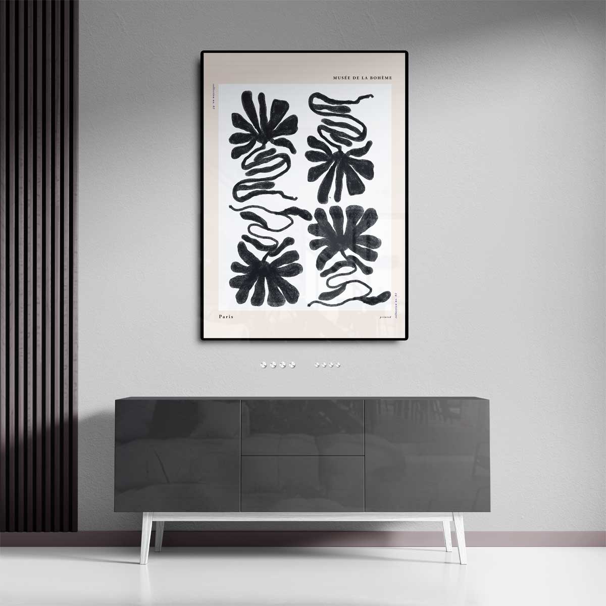 Abstracte Bloemvormen Illustratie – canvas kunstwerk als wanddecoratie