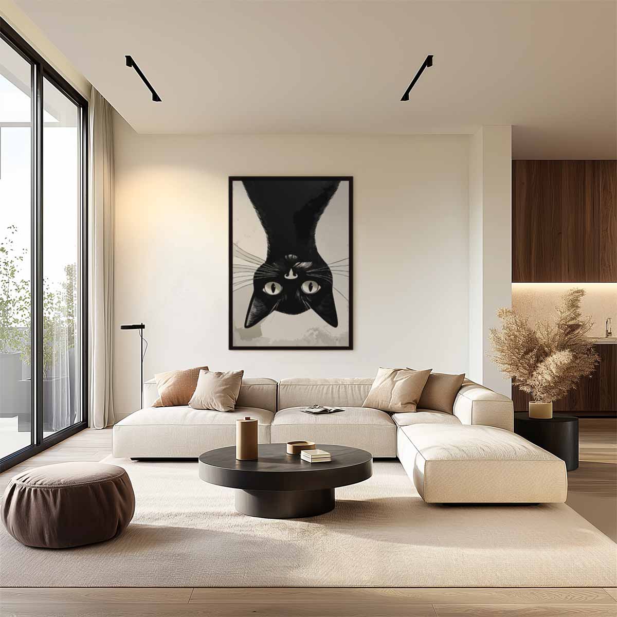 Omgekeerde Kat Verwondering – staand kunstwerk voor modern interieur