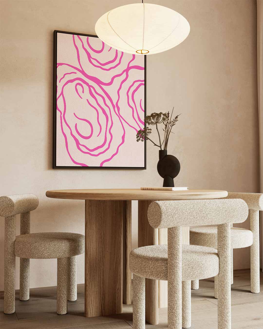 Abstracte Roze Golven – canvas wanddecoratie in portret formaat