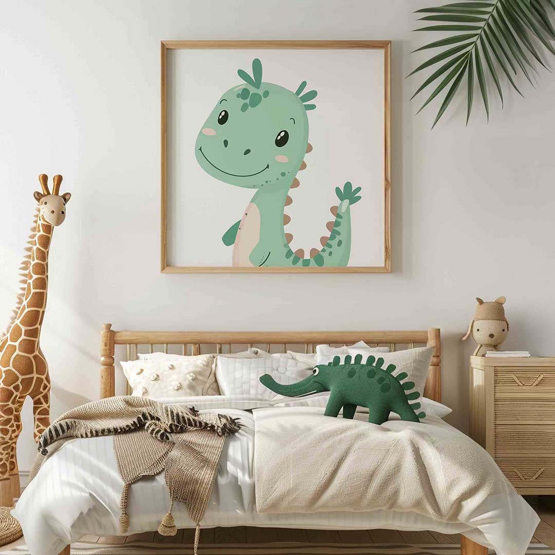 Schattige dinosaurus – vierkante kinderkamer wanddecoratie van WallArtistic