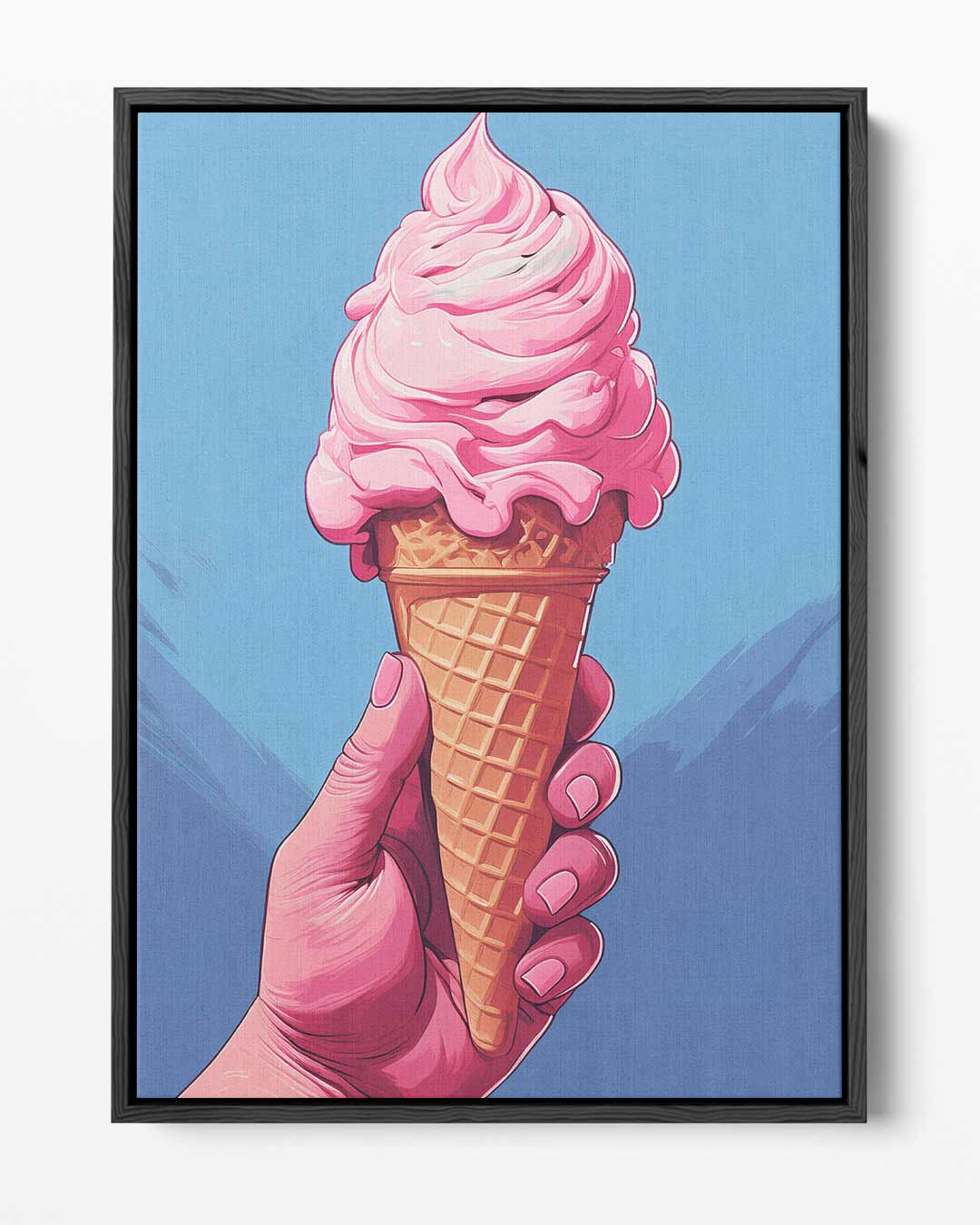 Roze IJshoorntje in de Zon – portret kunstwerk als wanddecoratie