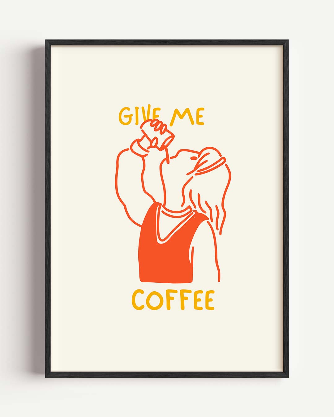 Cafeïne Vibes – zomer portret poster als wanddecoratie