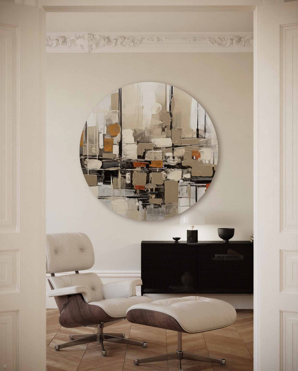 Abstracte vormen – moderne abstracte muurcirkel voor aan de muur