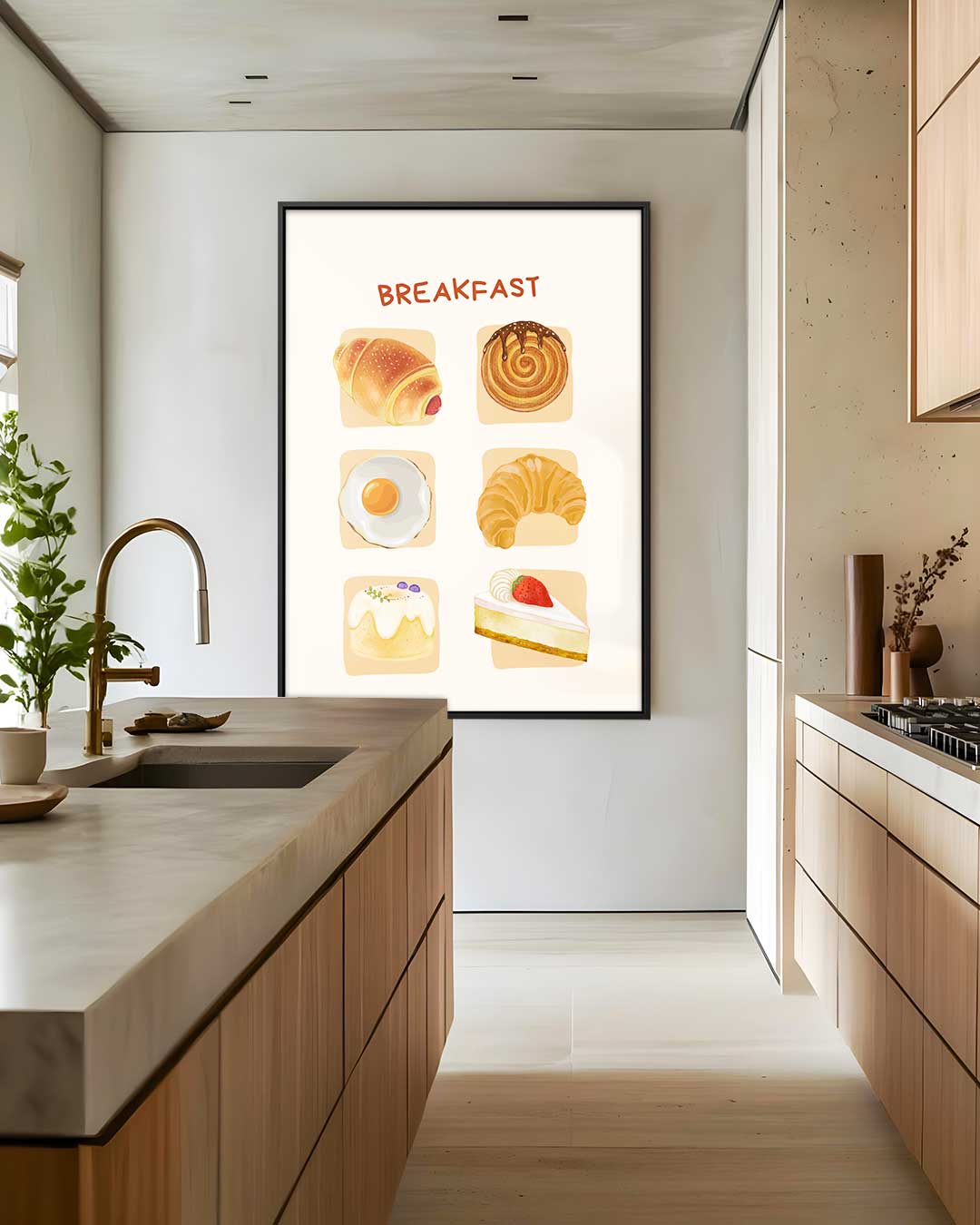 Ontbijt Illustratie Print – staand kunstwerk voor modern interieur