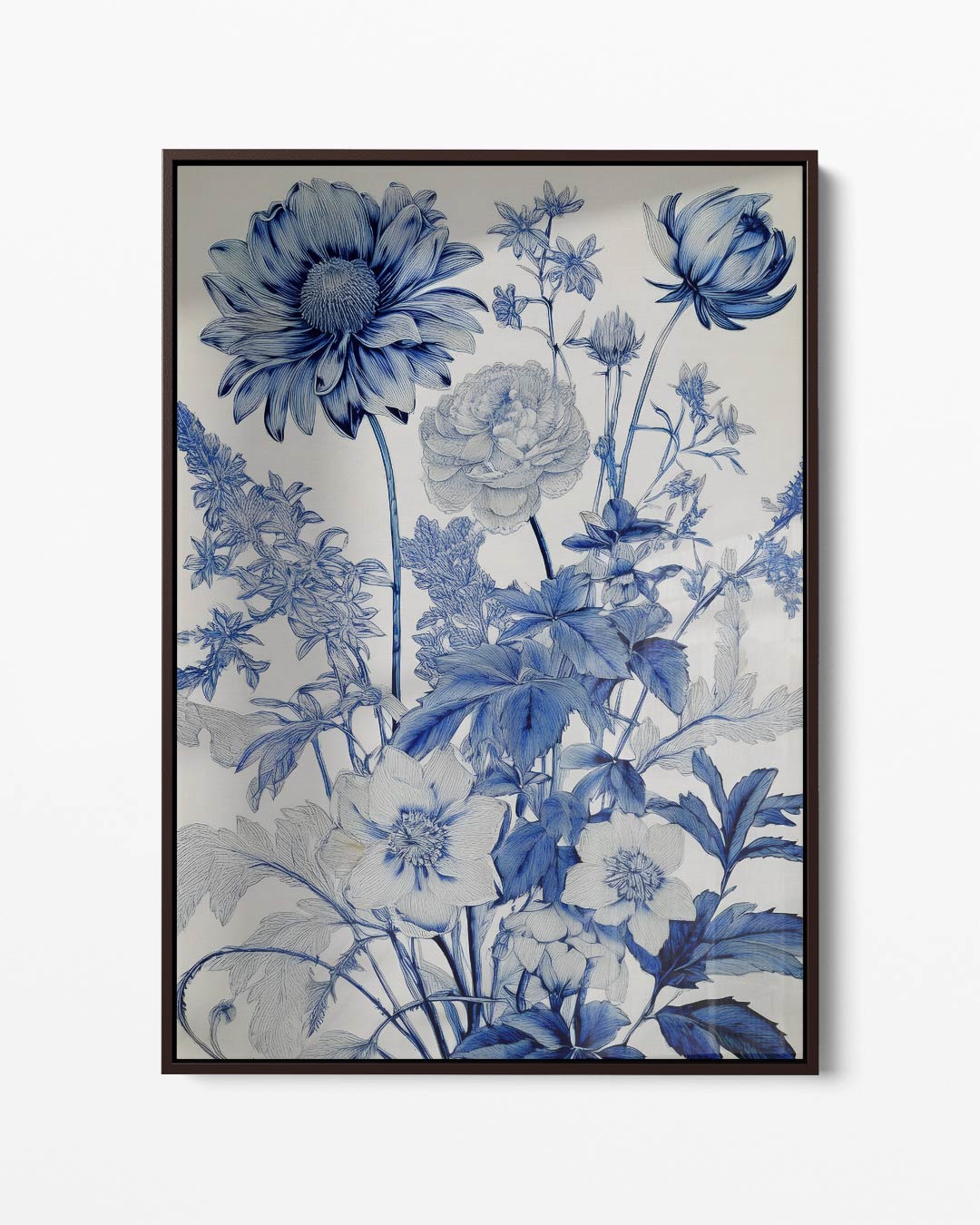 Blauw Bloemenwonder – portret kunstwerk als wanddecoratie