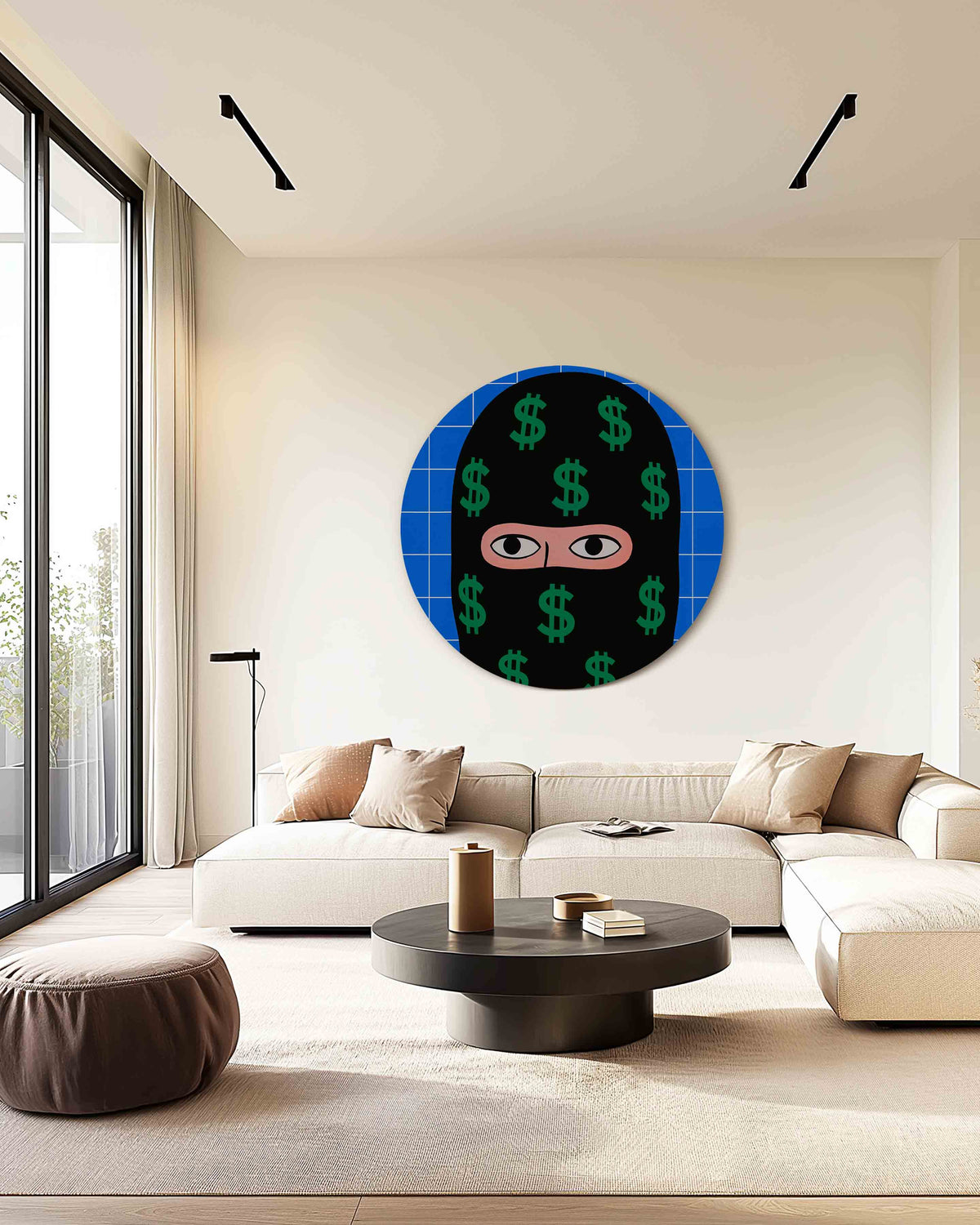 Dollar masker – safari muurcirkel als ronde wanddecoratie