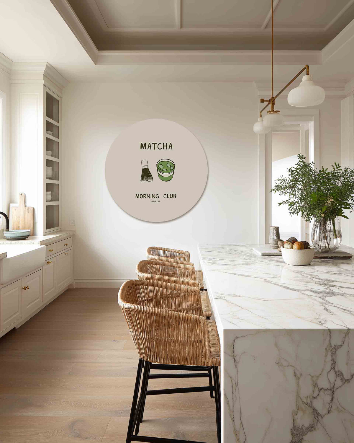 Matcha morning club – safari muurcirkel als ronde wanddecoratie