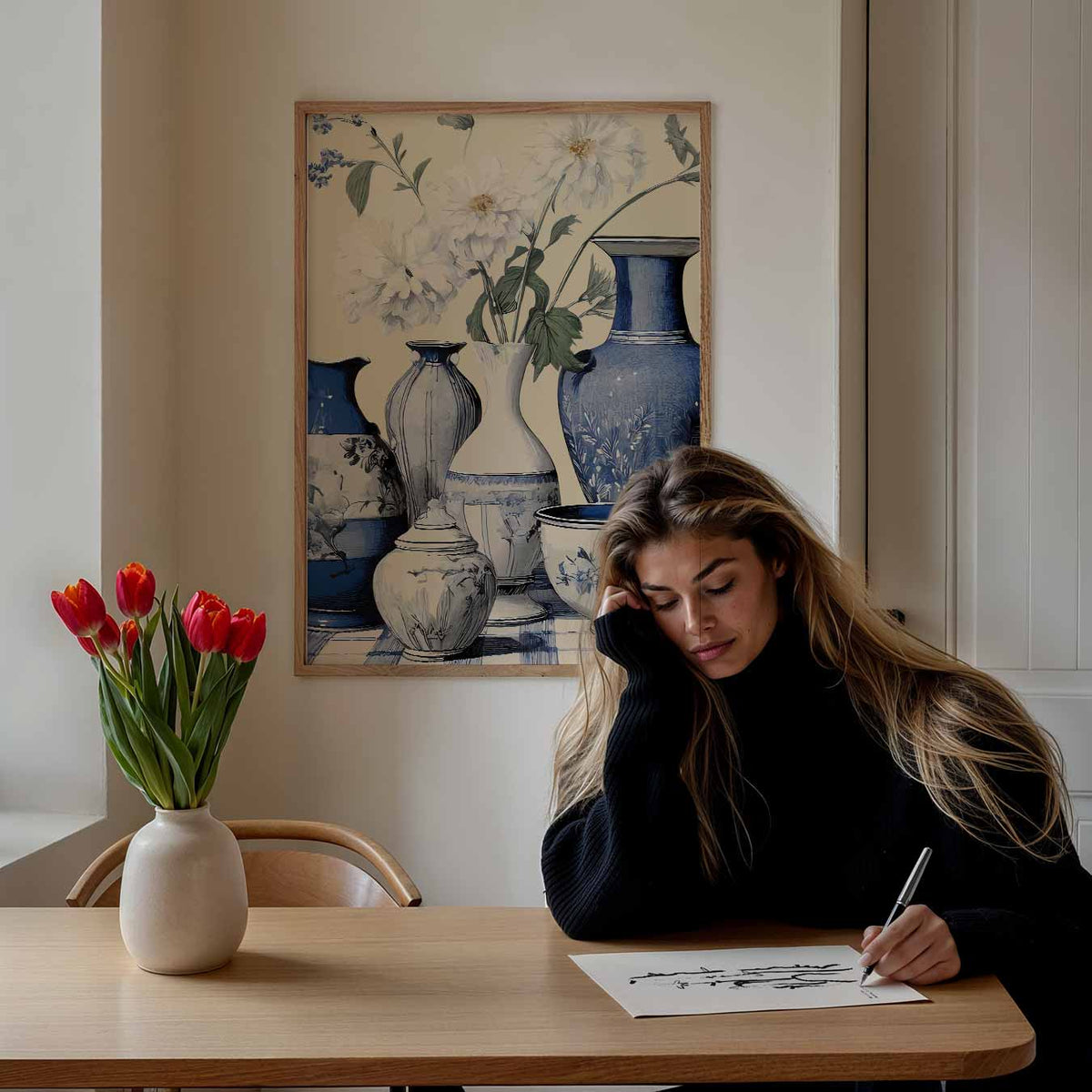 Stijlvolle Bloemvazen – keuken portret poster, afbeelding 7