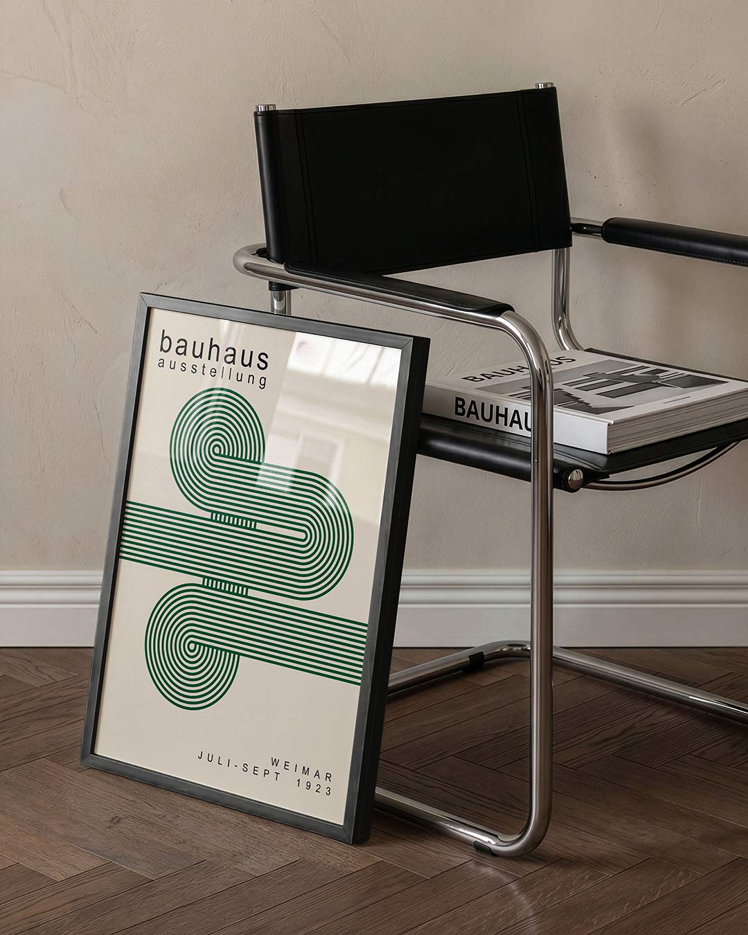 Lijnenspel en vlaken – staande Bauhaus poster voor aan de muur