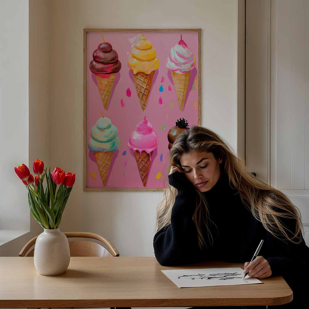 Kleurrijke IJshoorntjes – keuken portret poster, afbeelding 7