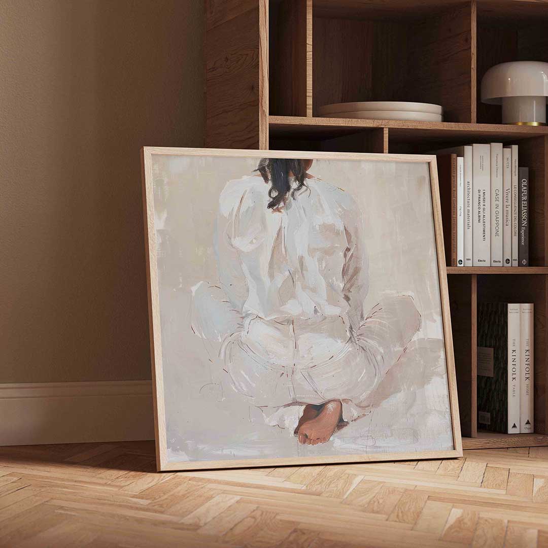 Zittende figuur – moderne wandkunst als vierkante poster