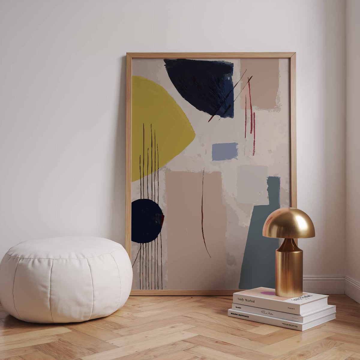 Moderne Abstracte Compositie – staande kleurrijke abstracte wanddecoratie van WallArtistic