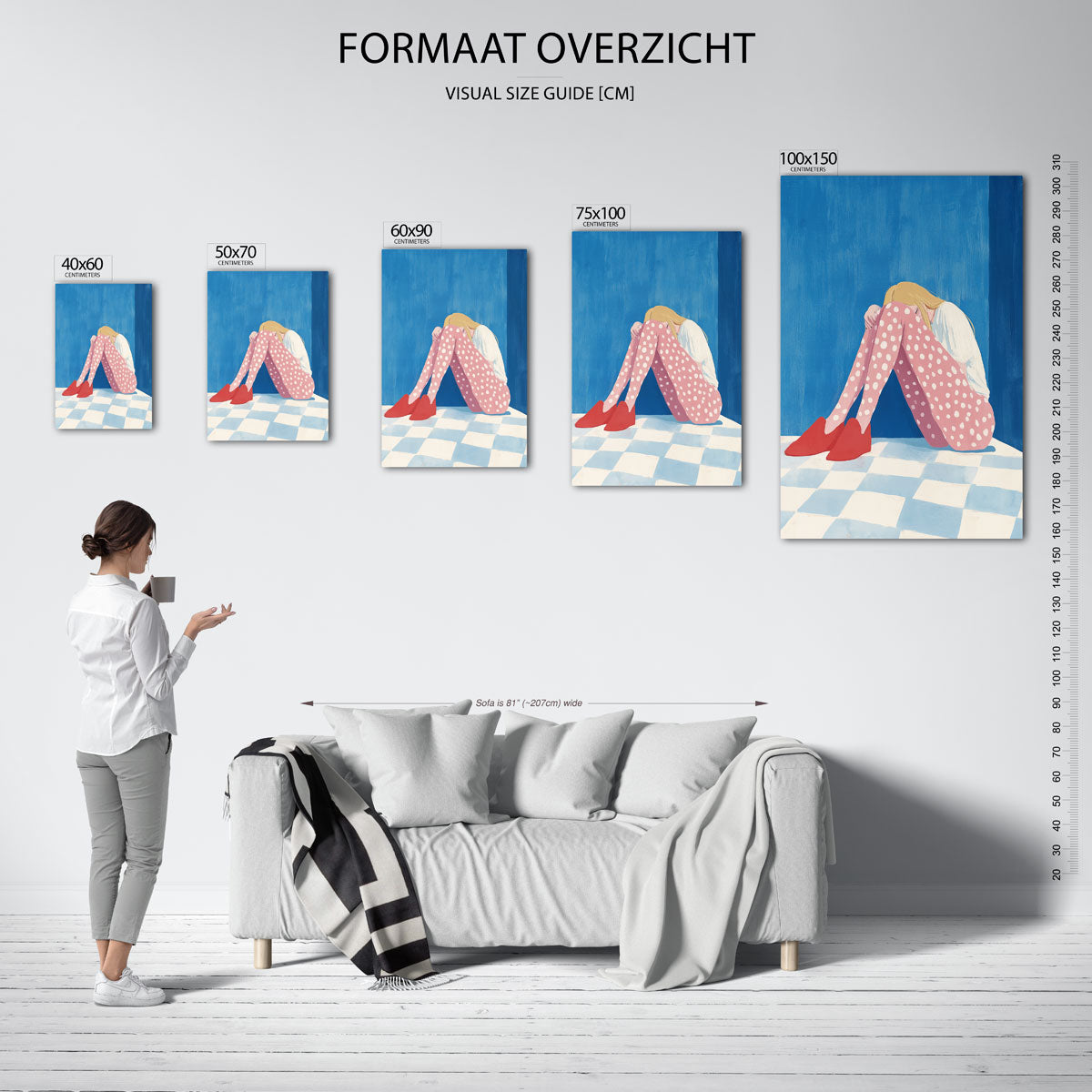 Vrouw in patronen – staand wanddecoratie kunstwerk