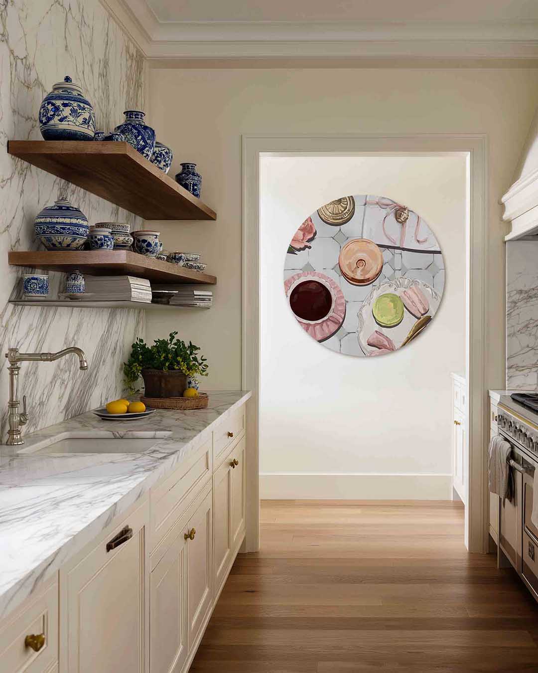 Ontbijt tafel – moderne abstracte muurcirkel voor aan de muur