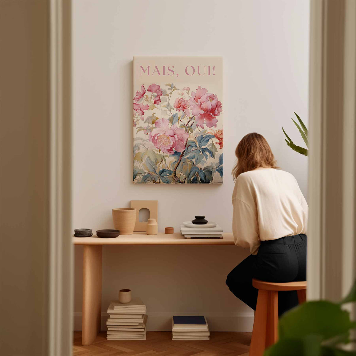 Mais, Oui! - Bloemenpracht in Pastel – plexiglas wanddecoratie in portret formaat