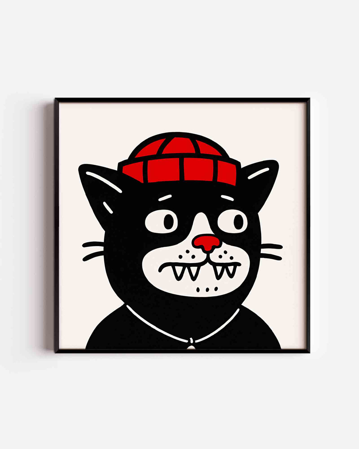 Kat met rode muts – Pop Art vierkante poster als wanddecoratie