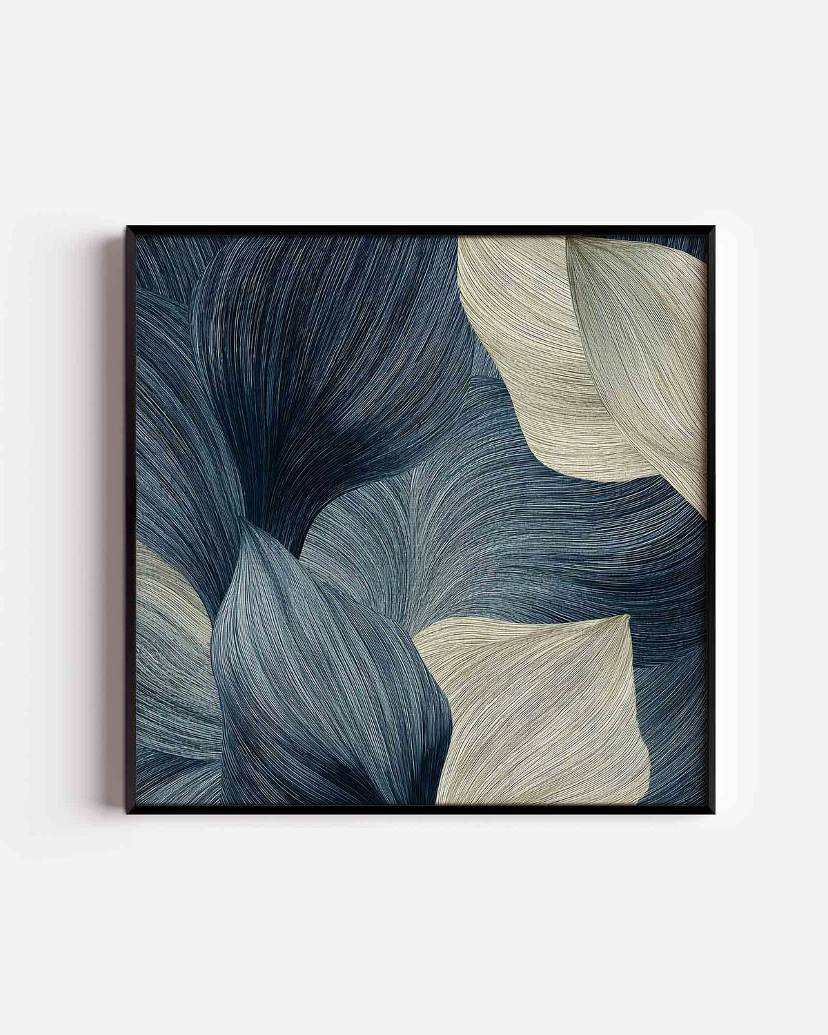 Bladvormen en lijnen – abstracte vierkante poster als wanddecoratie