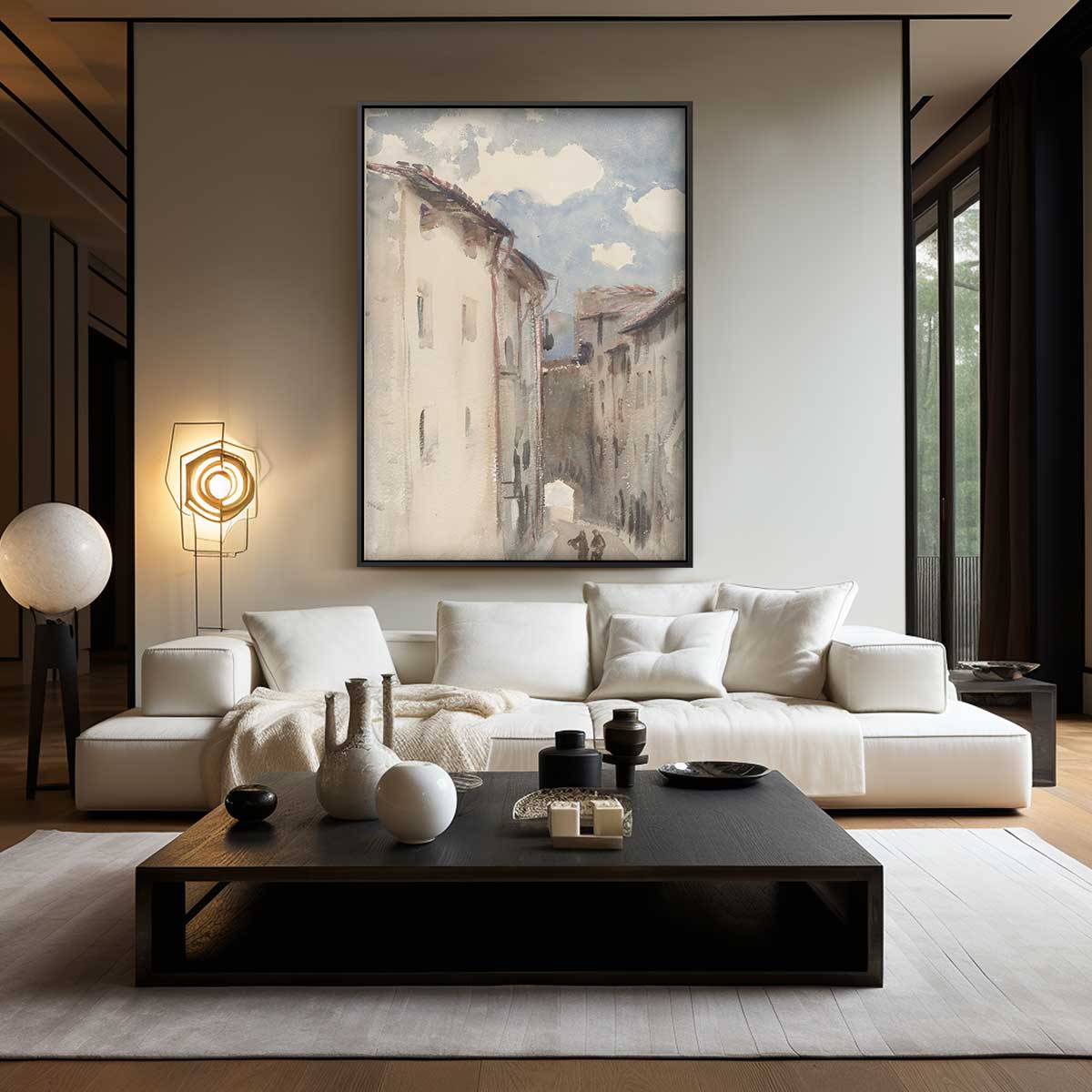 Rustieke Straat in Aquarel – staand kunstwerk voor modern interieur
