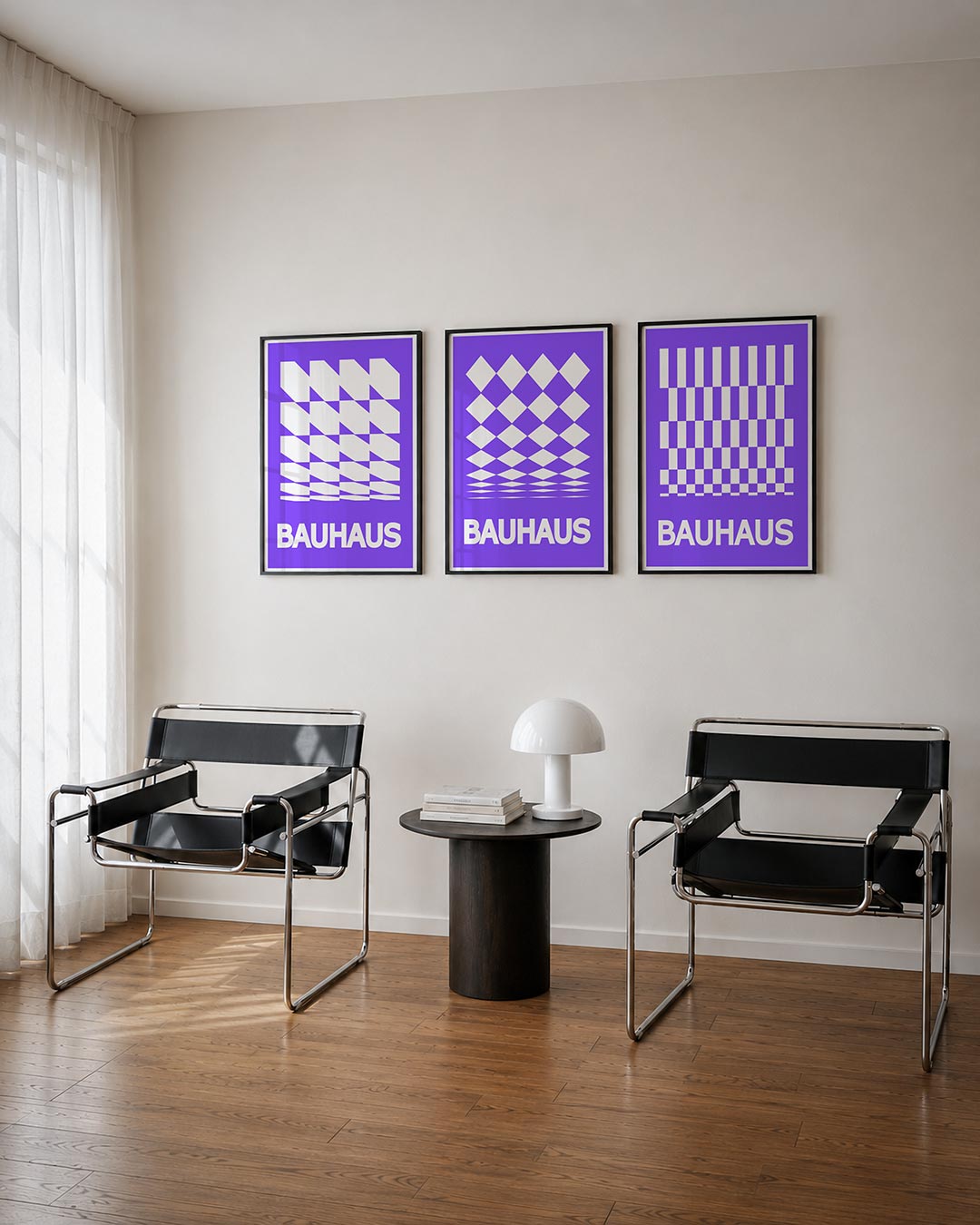 Vorm en ritme posterset – derde productweergave – deze posterset in drie delen toont een dynamisch lijnenspel