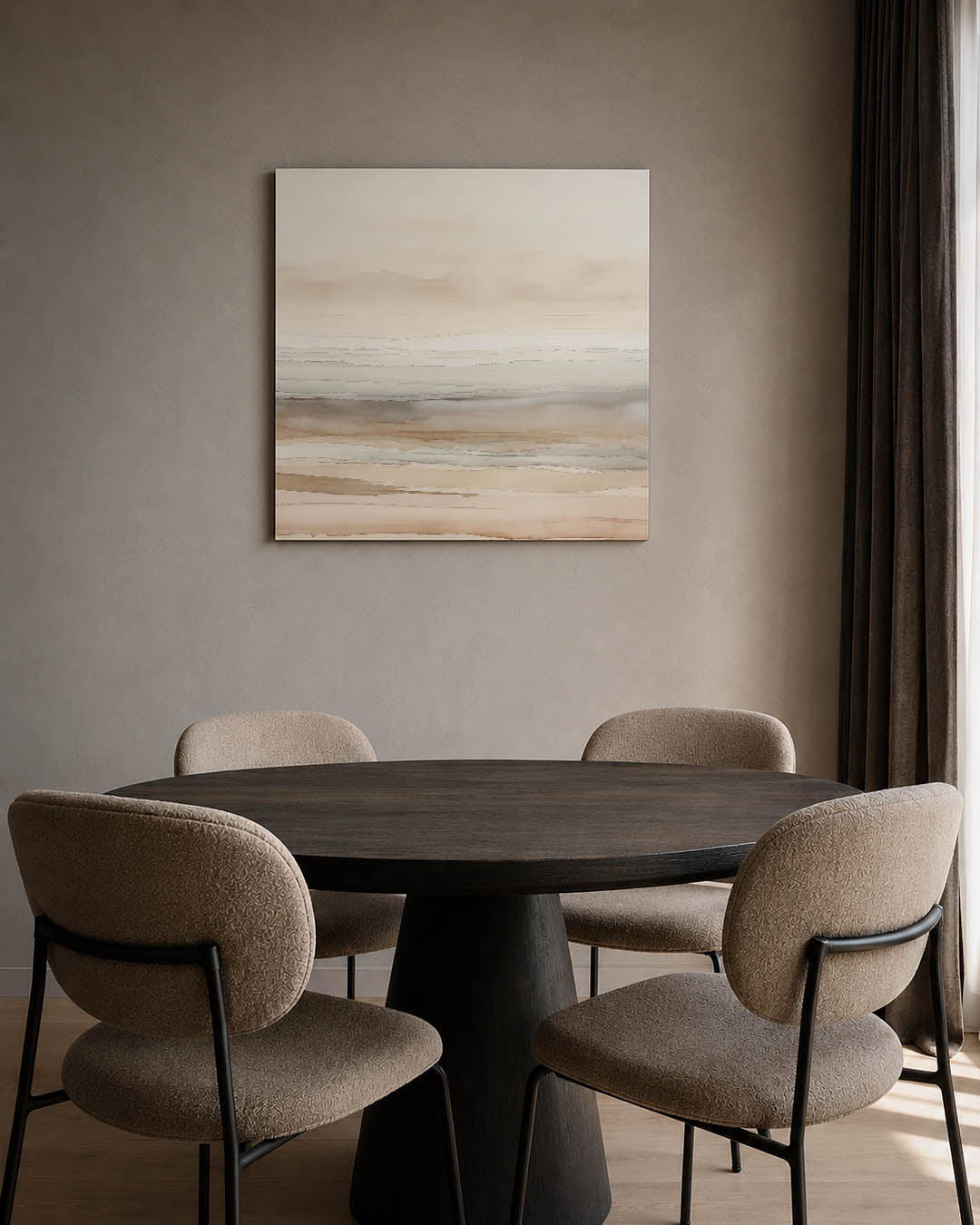 Zachte lijnen landschap kunstwerk – tweede productweergave – dit werk toont een compositie van horizontale lijnen in zachte