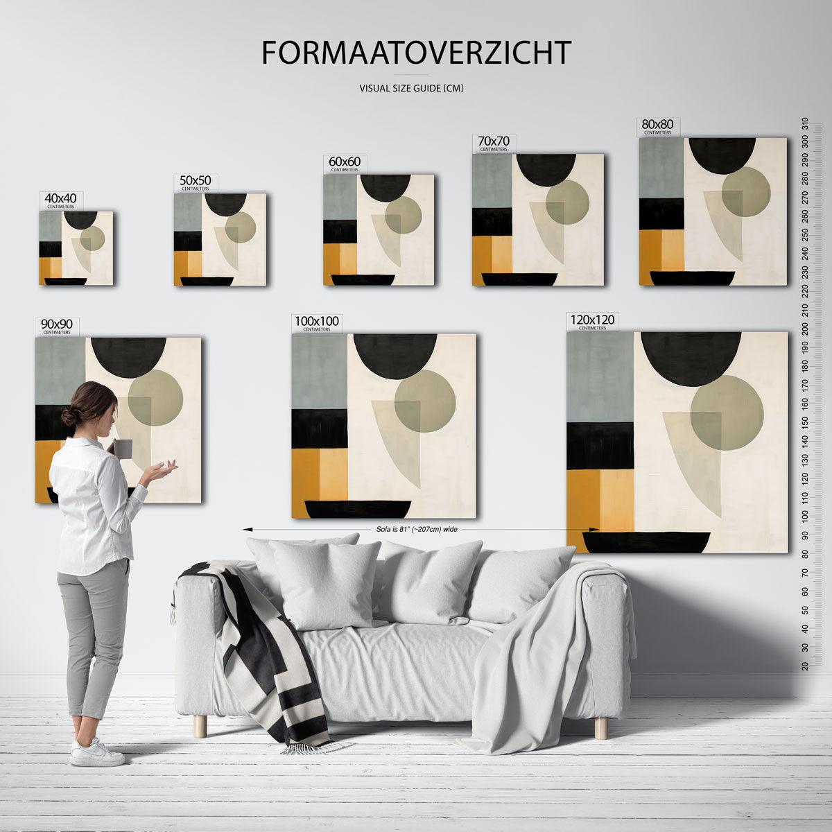 Abstracte vormen – vierkante muurposter met abstracte vormen