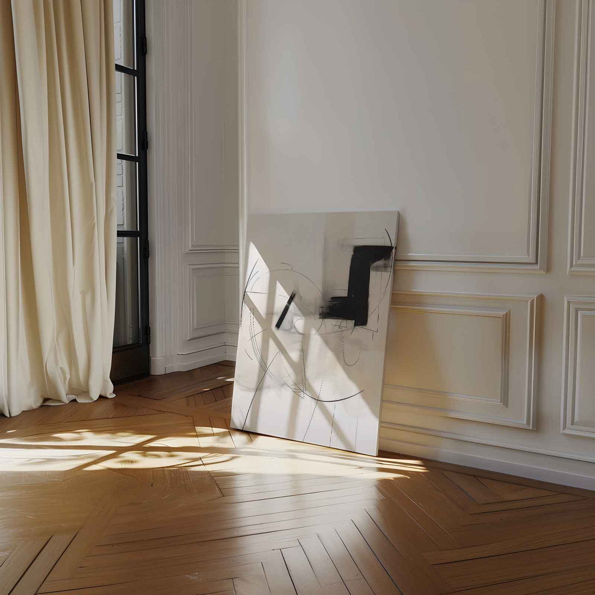 Spel van Lijnen en Vormen – canvas wanddecoratie in portret formaat