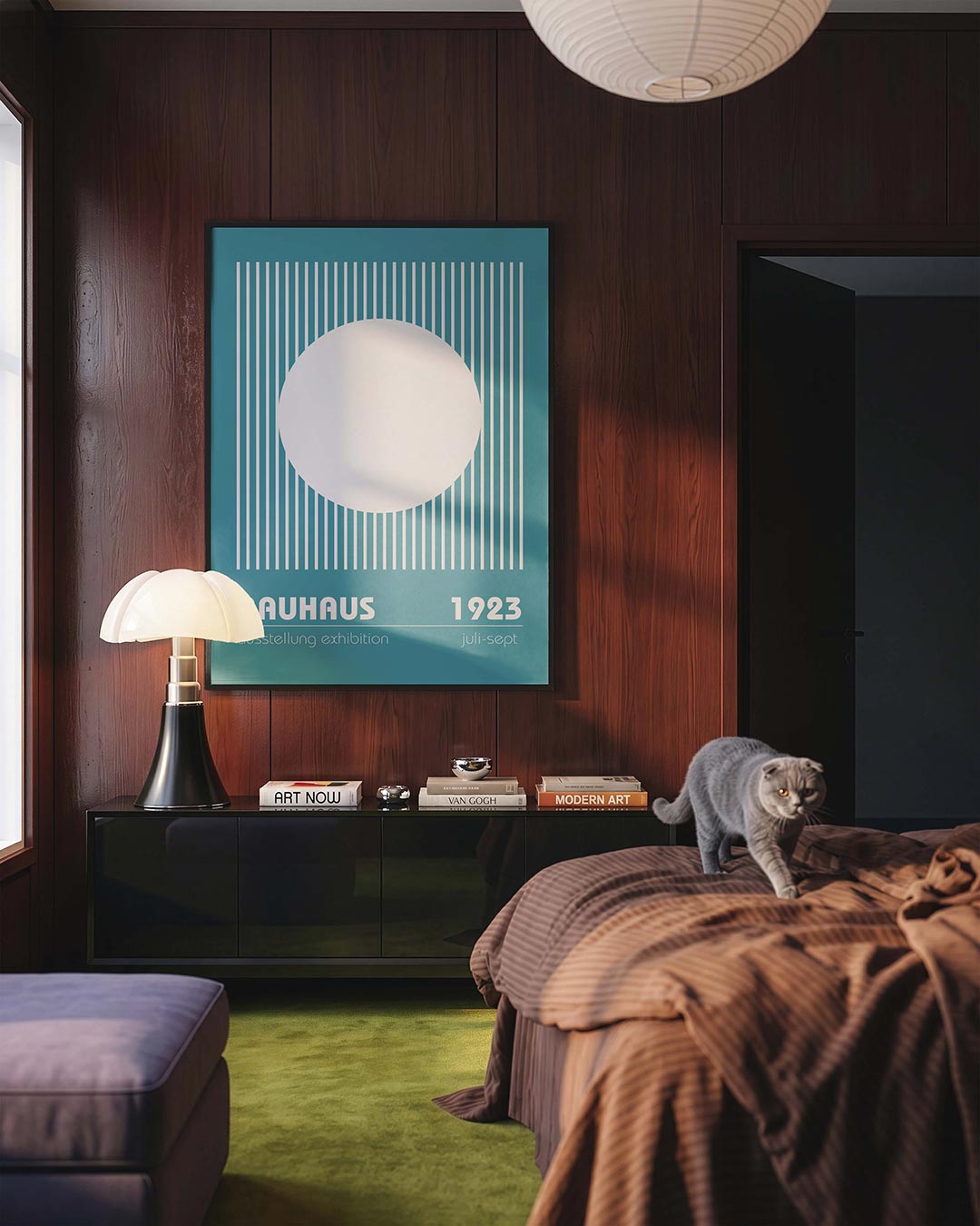 Cirkel en lijnen – geometrische Bauhaus poster in staand formaat