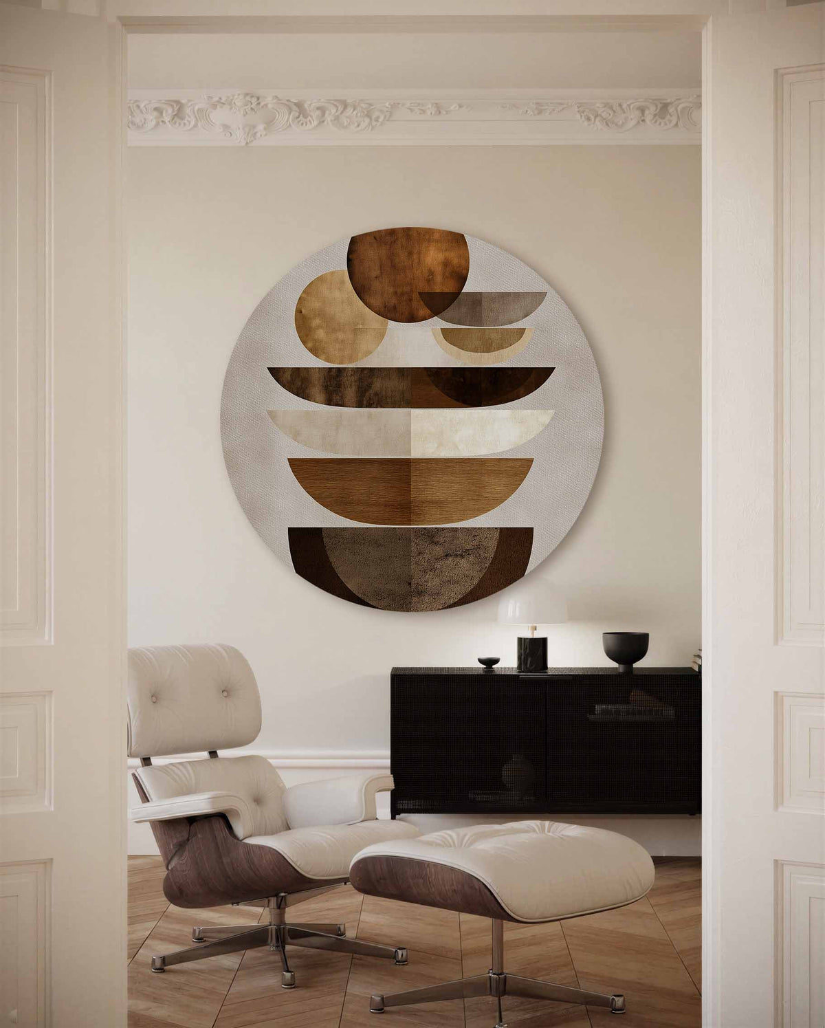 Geometrische vormen – moderne abstracte muurcirkel voor aan de muur