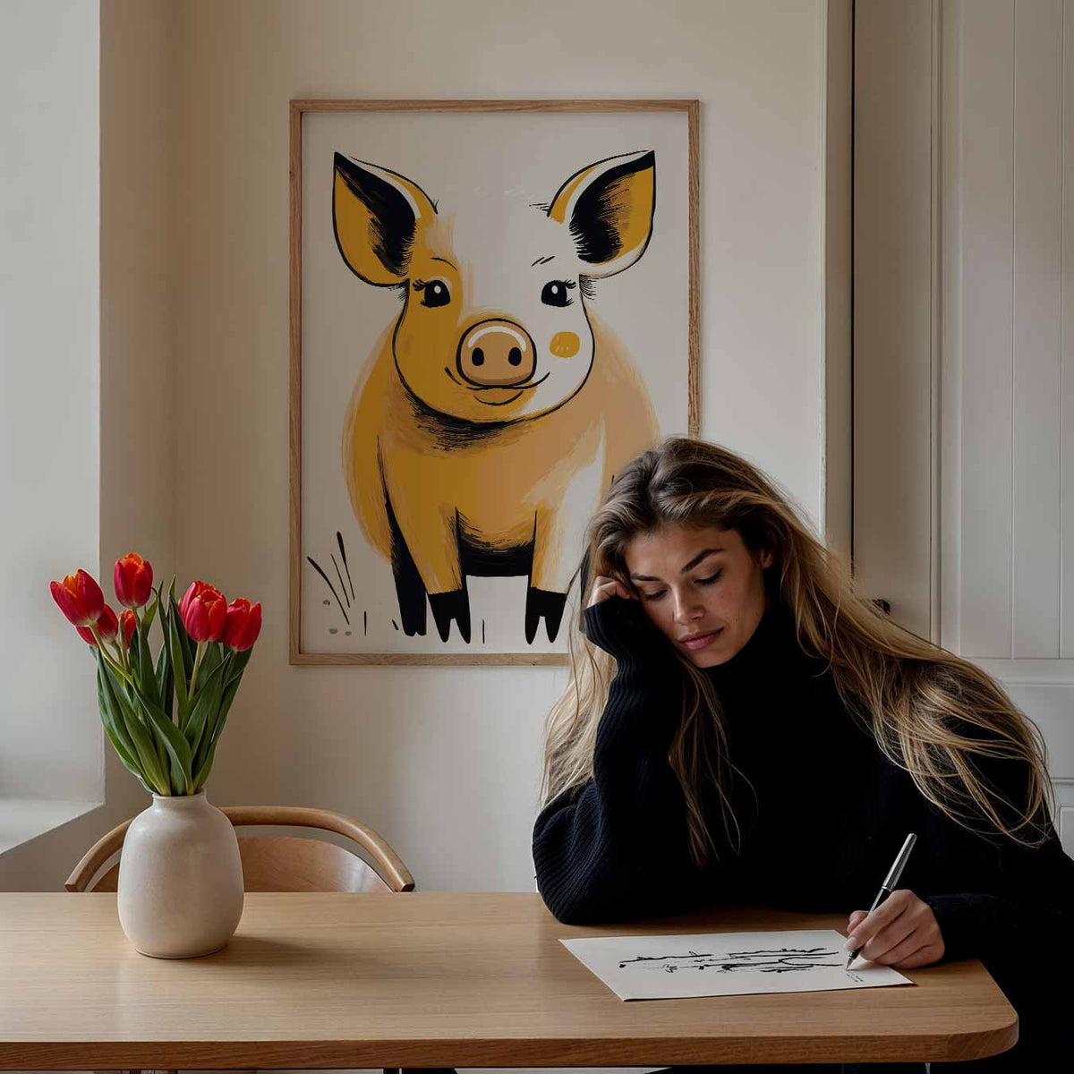 Vrolijke Varkenspracht – staande muurposter voor de kinderkamer