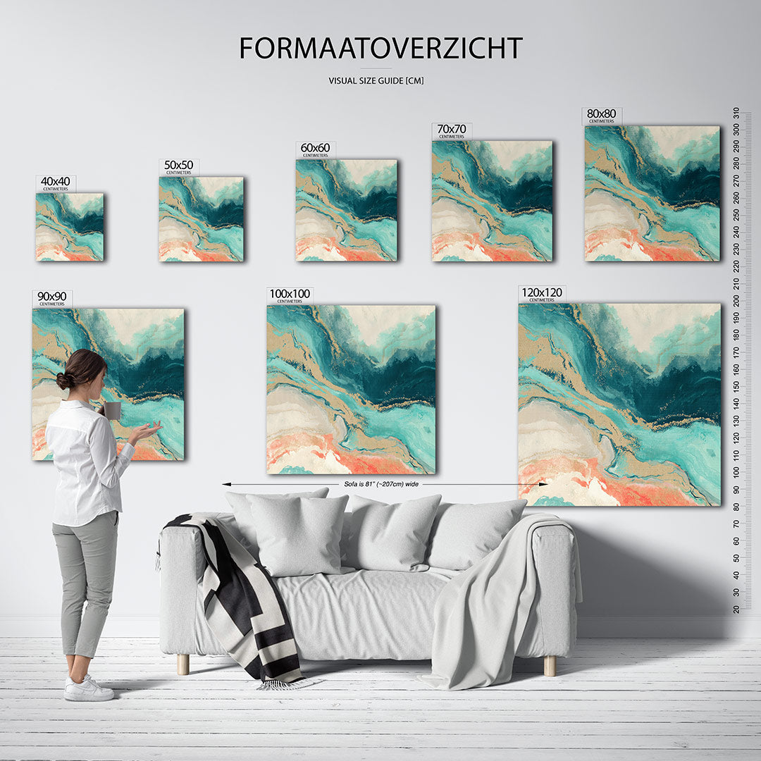 Vloeiende kleurencompositie kunstwerk – materiaalweergave – dit werk toont een dynamische mix van golvende lijnen en