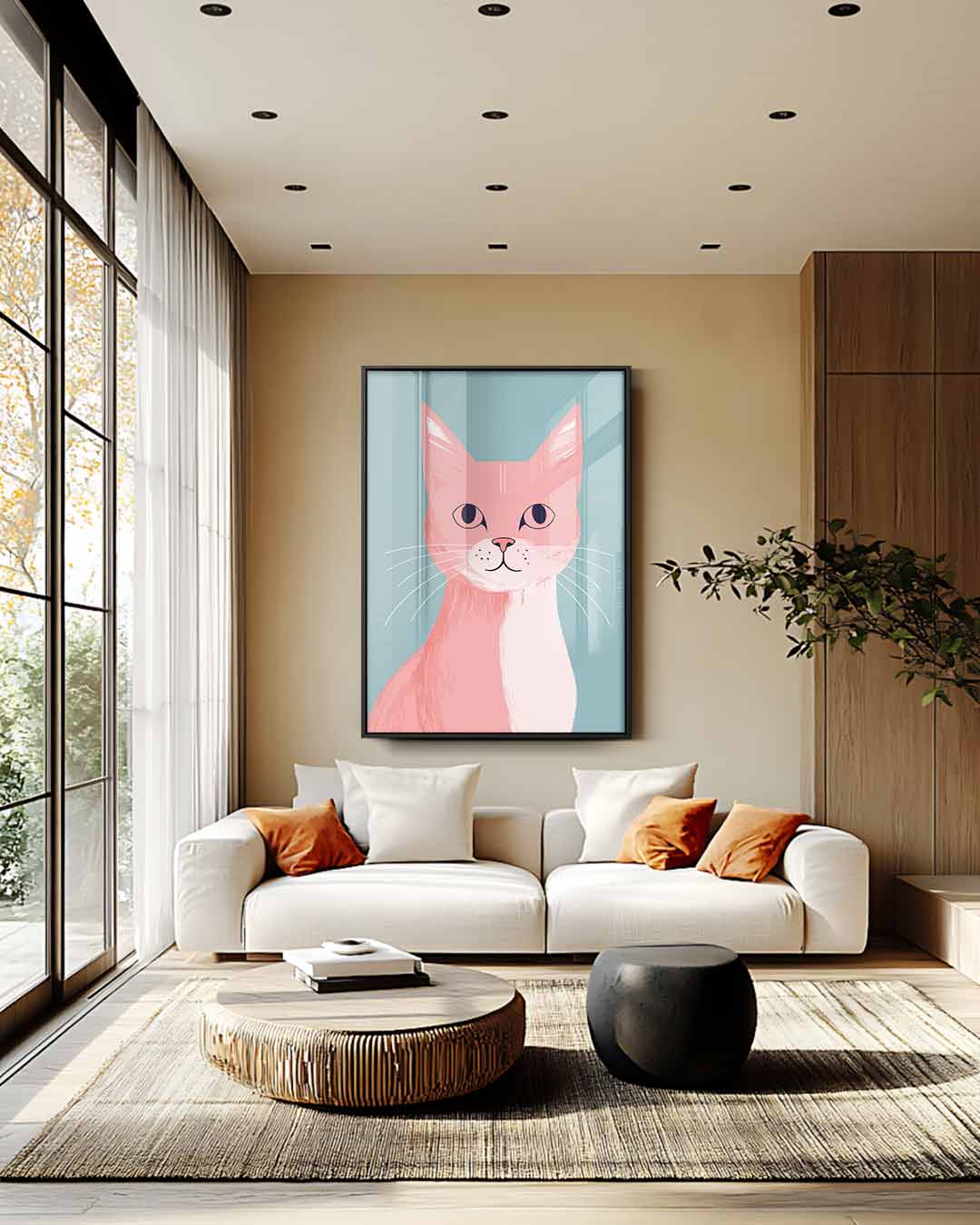 Vrolijke Kat Op Canvas – modern portret kunstwerk van WallArtistic