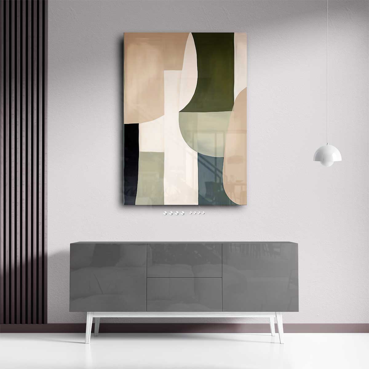Abstracte Harmonie in Aardetinten – plexiglas wanddecoratie in portret formaat