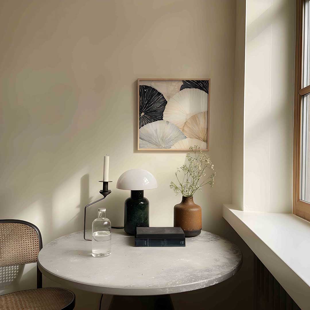 Abstracte schelpen – abstracte poster in vierkant formaat met zachte uitstraling
