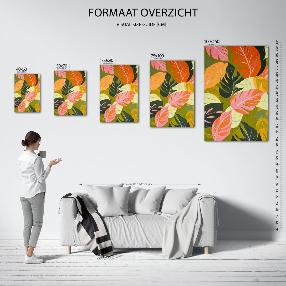 Vrolijke bladeren – staand wanddecoratie kunstwerk