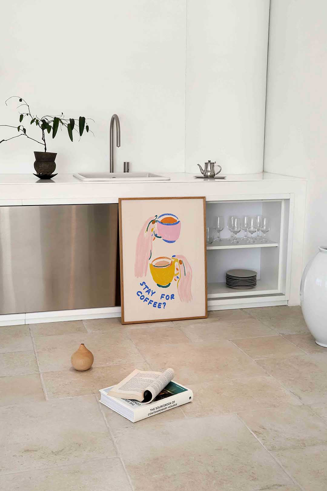 Kleurrijke koffiekopjes – culinaire wandkunst als portret poster