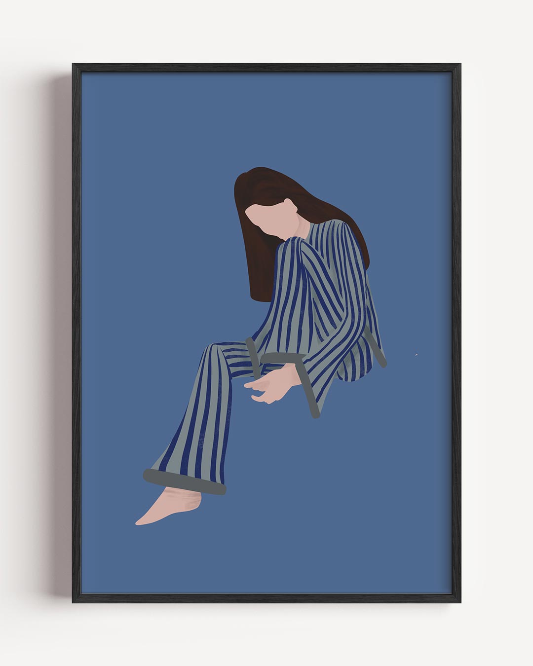 Moderne Blauwe Abstracte Vrouw – moderne portret poster als wanddecoratie