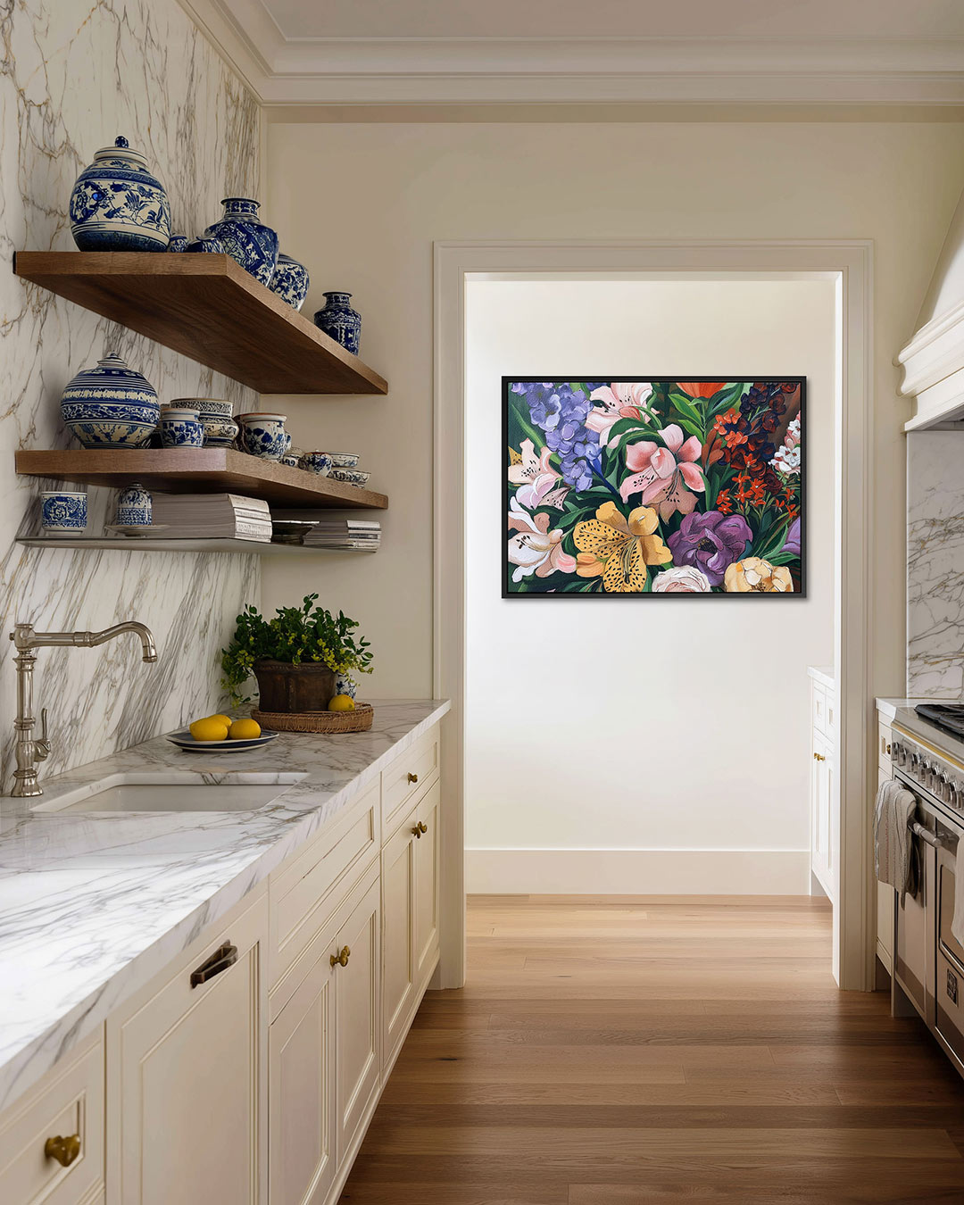 Bloemrijke kleurenpracht – Bloemen kunstwerk – alternatieve weergave van het kunstwerk