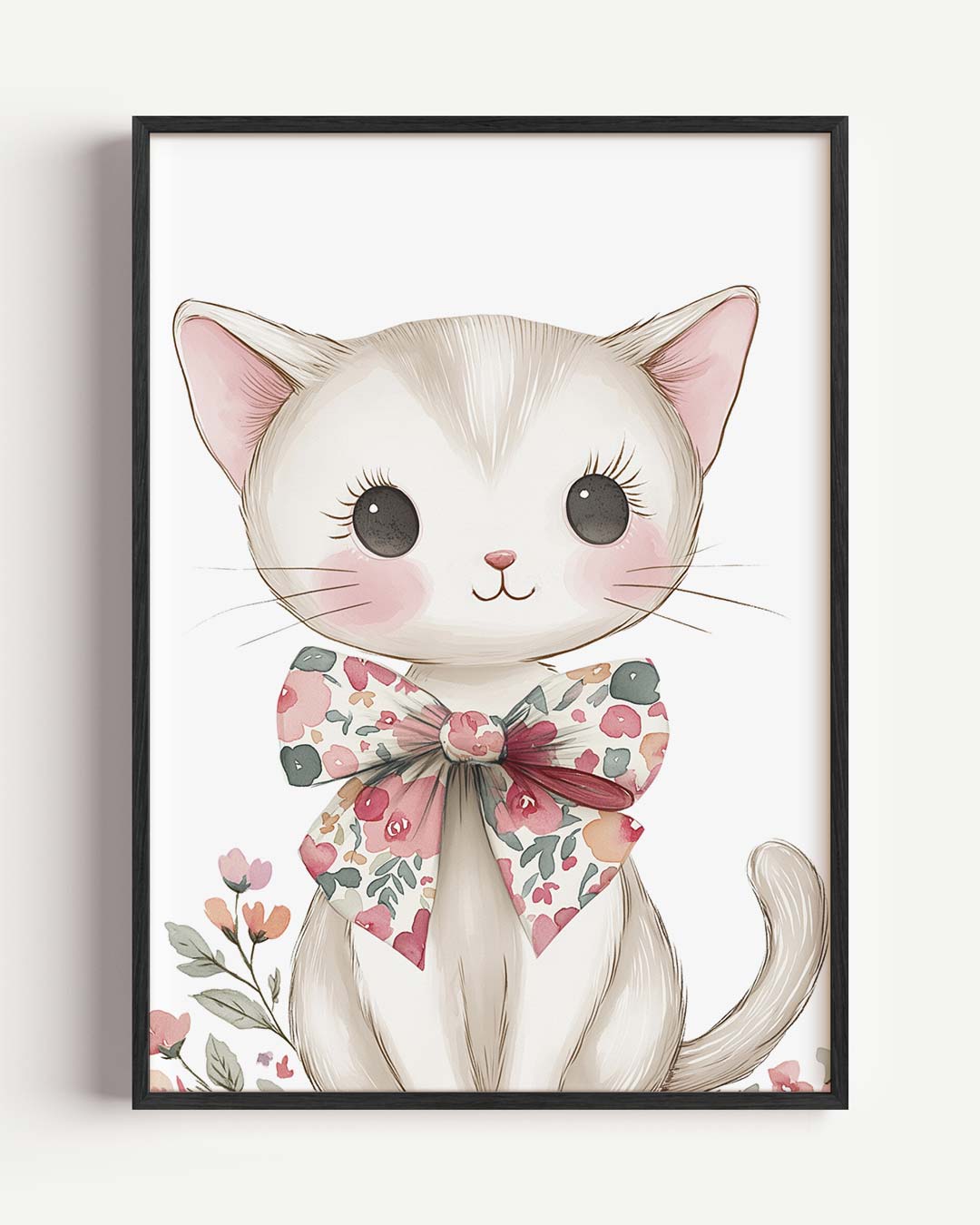 Kat met Strik – kids portret poster als wanddecoratie