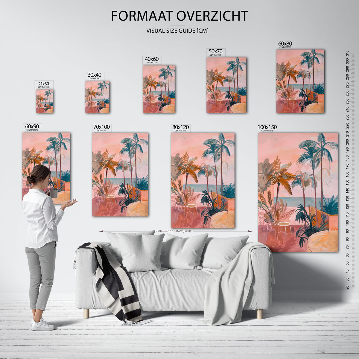 Palmbomen en zee – staande muurposter met kunst en design