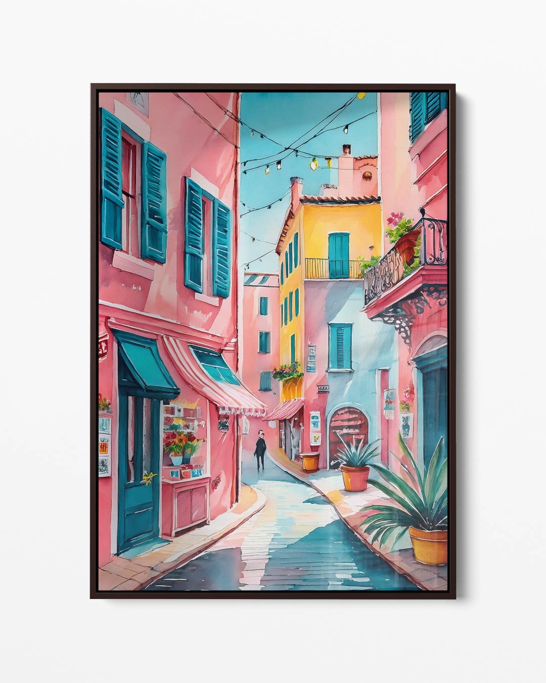 Kleurrijke Straat in Zuid-Europa – portret kunstwerk als wanddecoratie