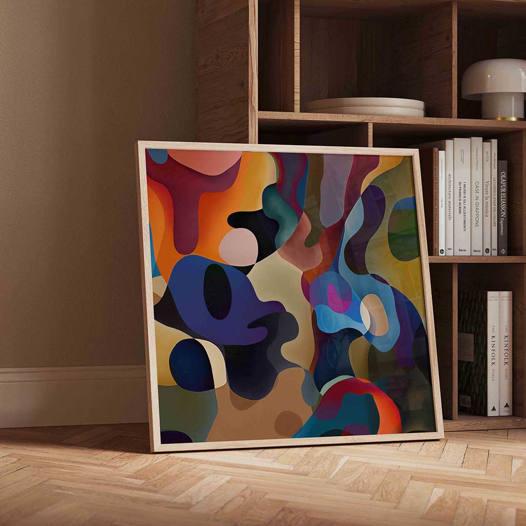 Vloeiende vormen – moderne wandkunst met kleur en vormen als poster