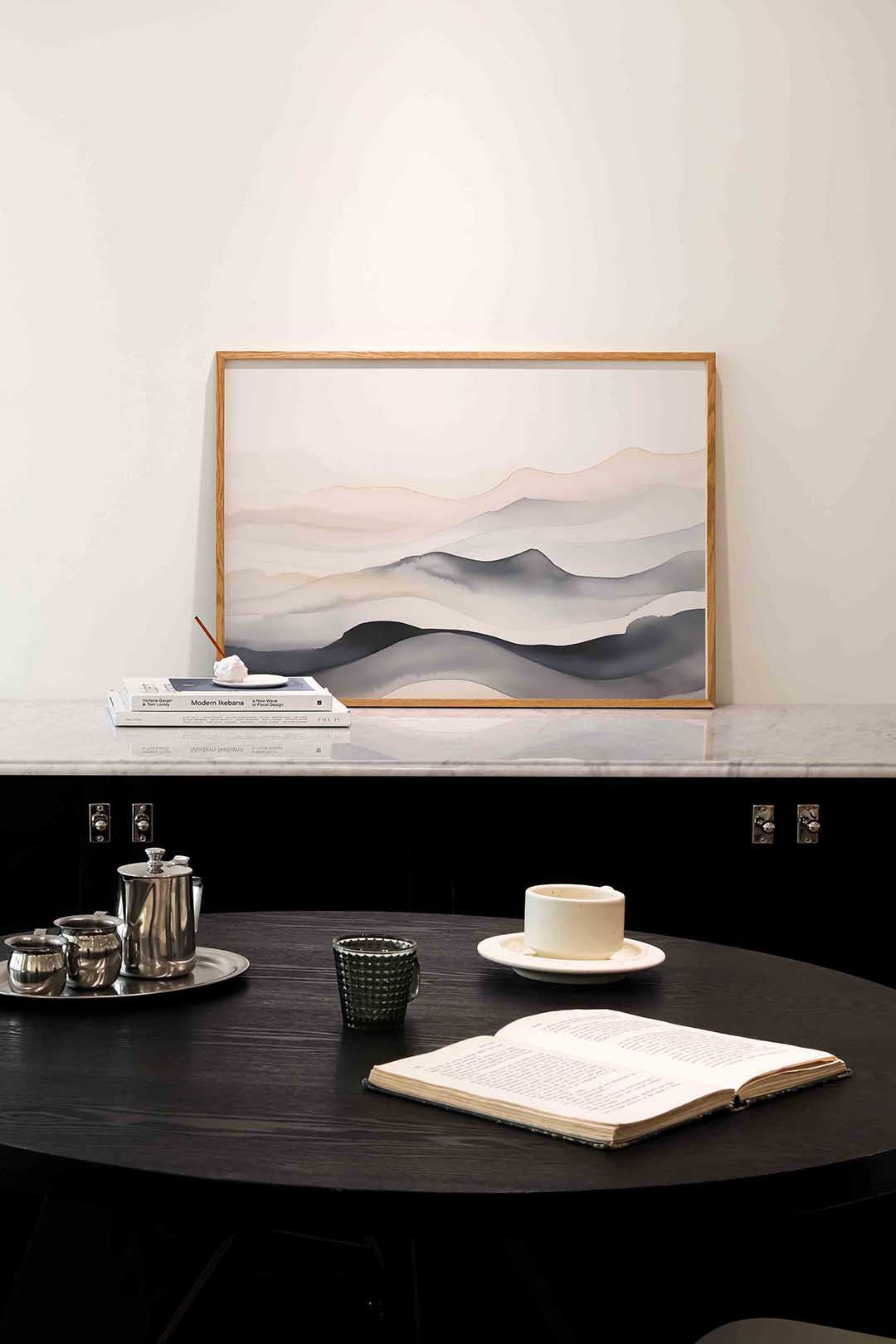 Golvende lijnen – abstracte poster in liggend formaat