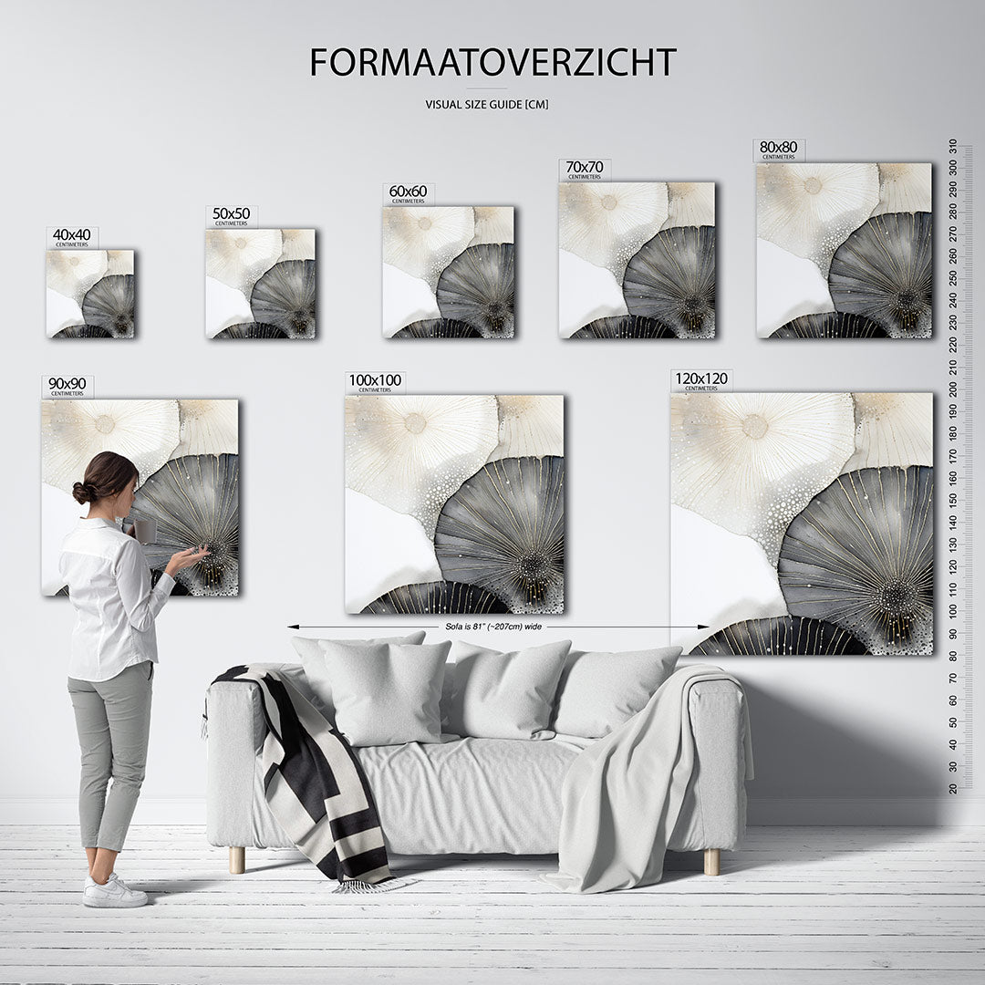 Organische vormen kunstwerk – materiaalweergave – dit werk toont vloeiende, cirkelvormige patronen met subtiele lijnen en